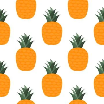 Seamless pattern of pineapple fruit illustration Stock Illustration