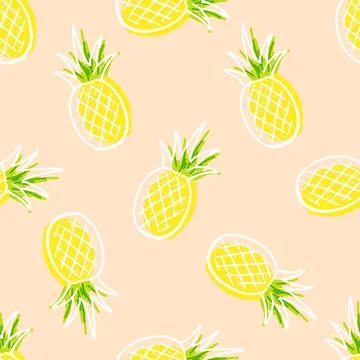 Seamless Pattern pineapple fruit with leaf design for background, wallpaper Stock Illustration