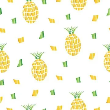 Seamless pattern with pineapple fruit vector Stock Illustration