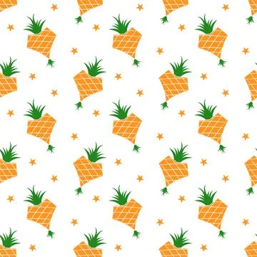 Seamless pattern pineapple fruit on white background. vector illustration. イラスト素材