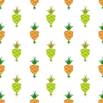 Seamless pattern pineapple fruit on white background. vector illustration. イラスト素材