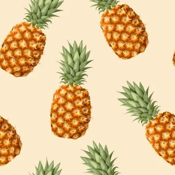 Seamless pattern with pineapple fruits Stock Illustration