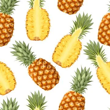 Seamless pattern with pineapple fruits Stock Illustration