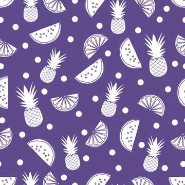 Seamless pattern with pineapple orange, watermelon Stock Illustration