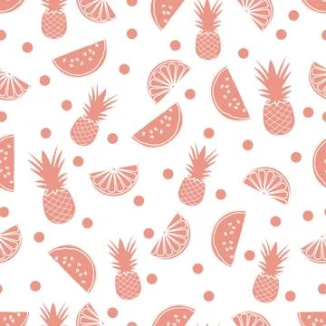 Seamless pattern with pineapple orange, watermelon Stock Illustration