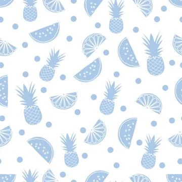 Seamless pattern with pineapple orange, watermelon Stock Illustration