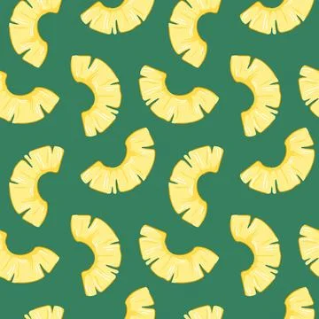 Seamless pattern with pineapple slice in flat style. Repeating tropical fruit Stock Illustration