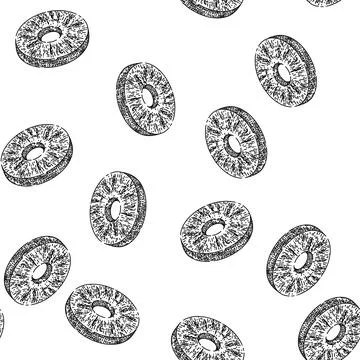 Seamless pattern pineapple slice round sketch hand drawn Illustrazione stock
