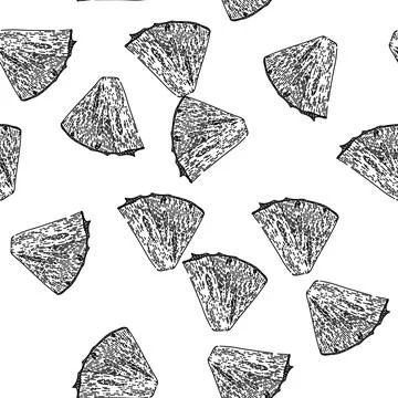 Seamless pattern pineapple slice sketch hand drawn Stock Illustration