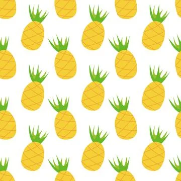 Seamless pattern with pineapple. Summer fruit print design Stock Illustration