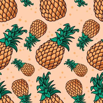 Seamless pattern with pineapples. Design element for poster, card, banner, cl Stock Illustration