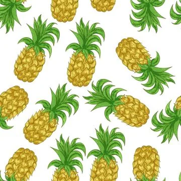 Seamless pattern with pineapples. Graphic stylized drawing. Stock Illustration