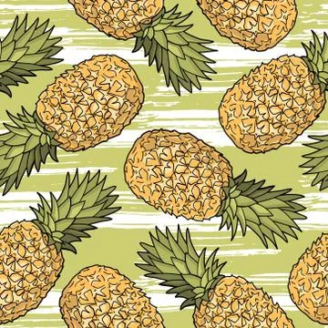 Seamless pattern with pineapples. Graphic stylized drawing. Stock Illustration