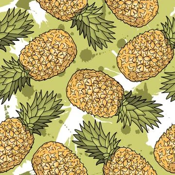 Seamless pattern with pineapples. Graphic stylized drawing. Stock Illustration