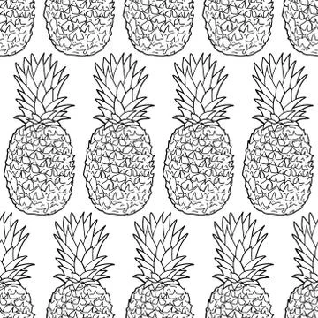 Seamless pattern with pineapples. Graphic stylized drawing. Stock Illustration