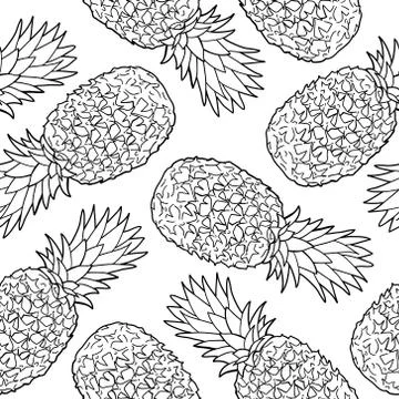 Seamless pattern with pineapples. Graphic stylized drawing. Stock Illustration