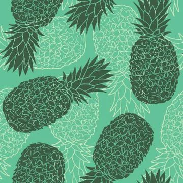 Seamless pattern with pineapples. Graphic stylized drawing. Stock Illustration