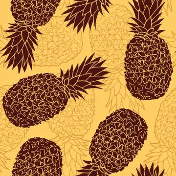 Seamless pattern with pineapples. Graphic stylized drawing. Stock Illustration