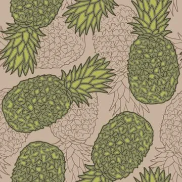 Seamless pattern with pineapples. Graphic stylized drawing. Stock Illustration