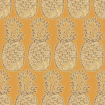 Seamless pattern with pineapples. Graphic stylized drawing. Stock Illustration
