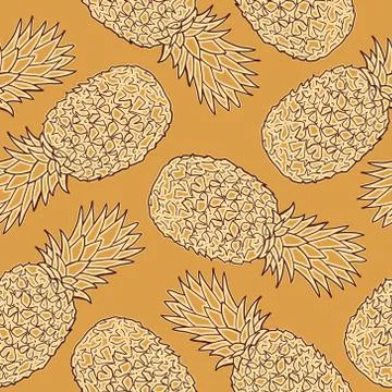 Seamless pattern with pineapples. Graphic stylized drawing. Stock Illustration
