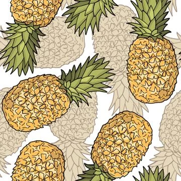 Seamless pattern with pineapples. Graphic stylized drawing. Stock Illustration