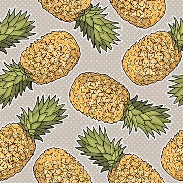 Seamless pattern with pineapples. Graphic stylized drawing. Stock Illustration