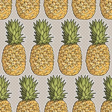 Seamless pattern with pineapples. Graphic stylized drawing. Stock Illustration