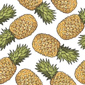 Seamless pattern with pineapples. Graphic stylized drawing. Stock Illustration