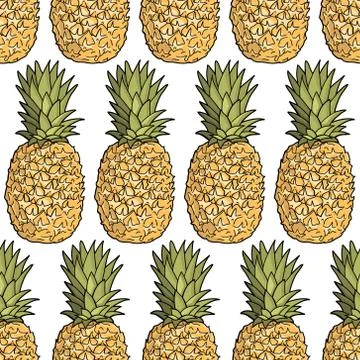 Seamless pattern with pineapples. Graphic stylized drawing. Stock Illustration