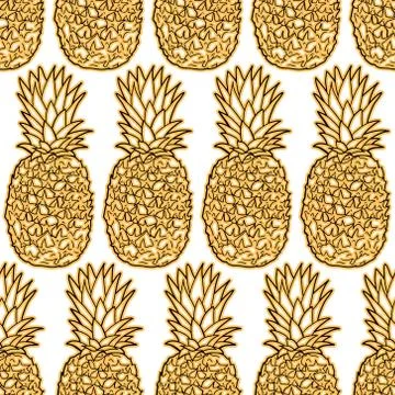 Seamless pattern with pineapples. Graphic stylized drawing. Stock Illustration