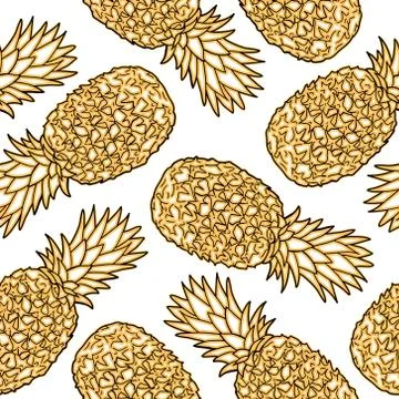 Seamless pattern with pineapples. Graphic stylized drawing. Stock Illustration