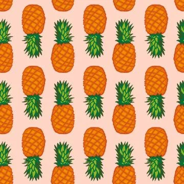 Seamless pattern with pineapples. Graphic stylized drawing. Stock Illustration