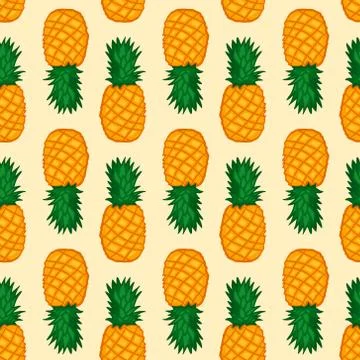 Seamless pattern with pineapples. Graphic stylized drawing. Stock Illustration