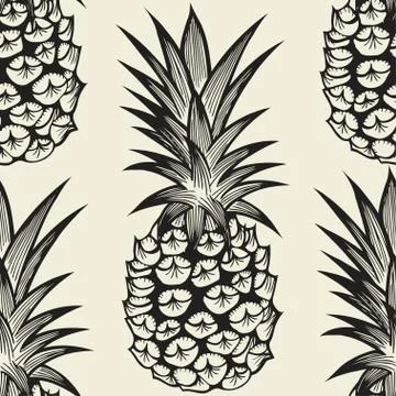 Seamless pattern with pineapples Illustrazione stock