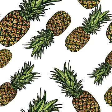 Seamless pattern with pineapples. Stock Illustration