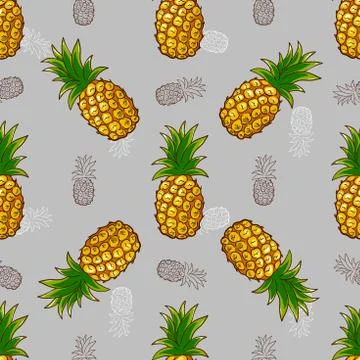 Seamless Pattern With Pineapples Stock Illustration