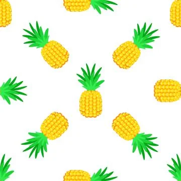 Seamless pattern of pineapples rotating on white background Illustrazione stock