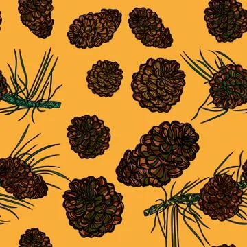 Seamless pattern with with pinecones. Stock Illustration