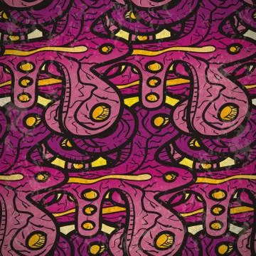 Seamless pattern of pink abstract plants Stock Illustration