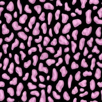 Seamless pattern with pink abstract shapes on black background inspired by Stock Illustration