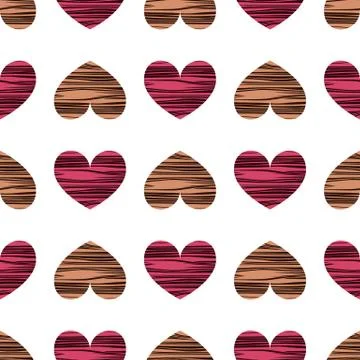 Seamless pattern with pink and beige hearts. Stock Illustration