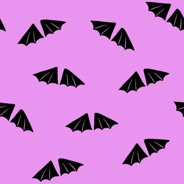 Seamless pattern with pink and black bat wings. Vector illustration. Stock Illustration