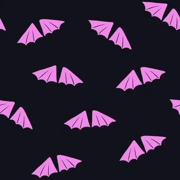 Seamless pattern with pink and black bat wings. Vector illustration. Stock Illustration