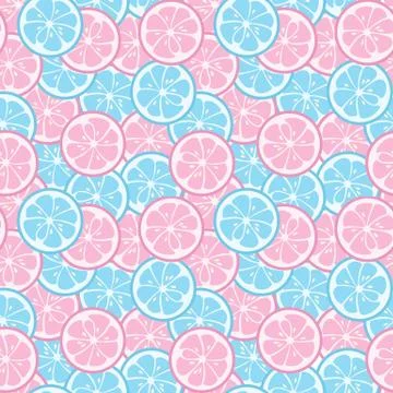 Seamless pattern with pink and blue citrus Stock Illustration