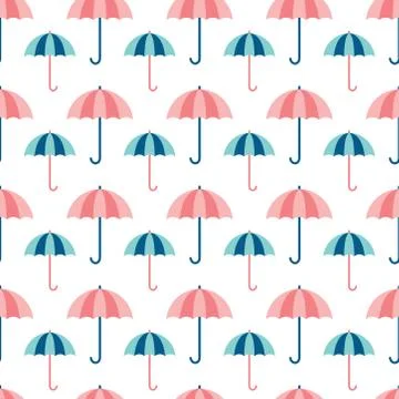 Seamless pattern with pink and blue umbrellas Stock Illustration