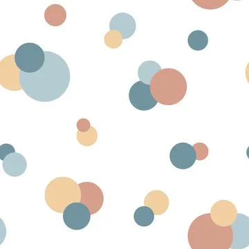 Seamless pattern with pink and blue simple circles in modern scandinavian sty 스톡 일러스트