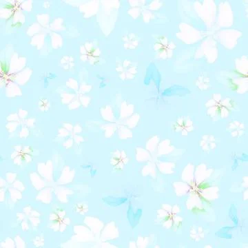 Seamless pattern from pink and blue flowers on light background Stock Illustration