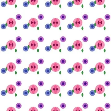 Seamless pattern of pink and blue circles with green accents Stock Illustration