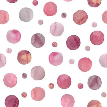 Seamless pattern of pink and blush watercolor dots. Hand painted Spots on a 스톡 일러스트